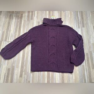 Chenille Purple Turtleneck Sweater by Seven7, Size Medium *NWT*